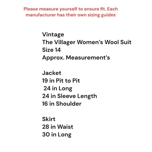 Vintage The Villager 2 Piece Suit Skirt Blazer Jacket Women SZ 14 Navy Blue Wool - Picture 2 of 16